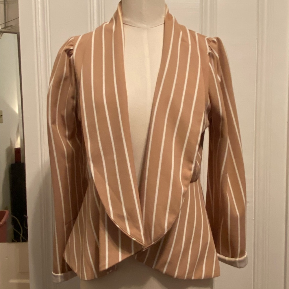 Striped Tan and White Blazer